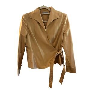 Kate Hill Gold Silk Wrap Top Women's Sz 8